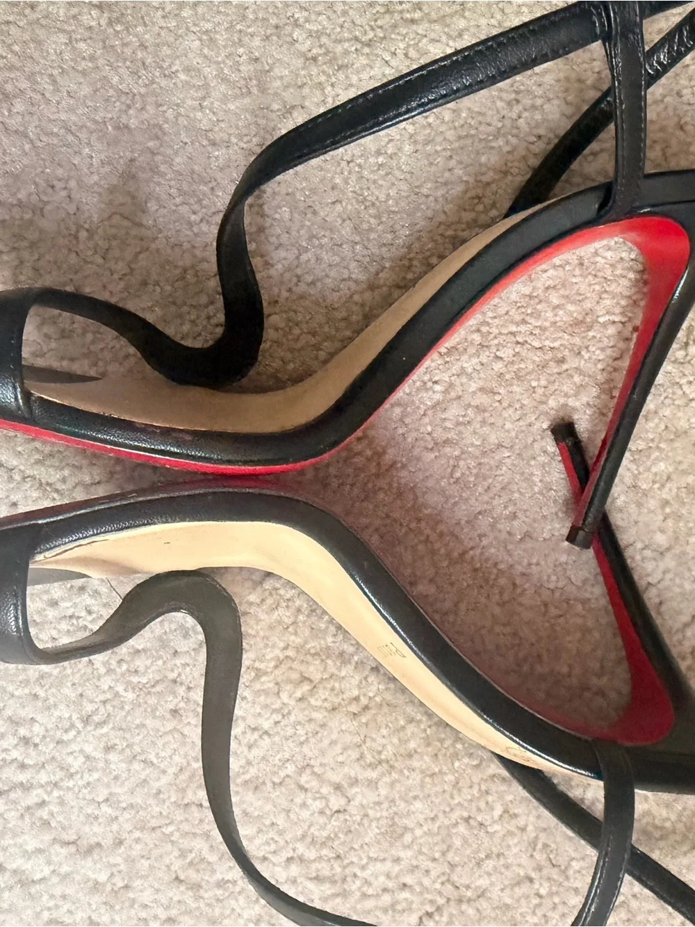 Christian Louboutin Black Strappy Leather Heels